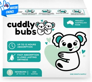 Newborn Size 1 Nappies Up to 5Kg 224 Pack One Month Supply Baby Diapers - Picture 1 of 7