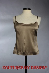 St John Knits Silk Shell Top Tank Olive Green Sz Small NWT - Picture 1 of 2