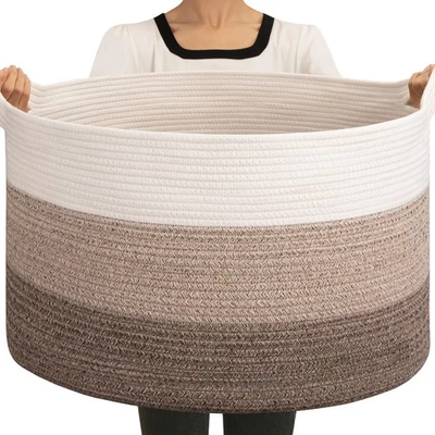 OIAHOMY Extra Large Storage Basket, 23" x 13" Woven Blanket Storage for Livin... - Image 1 of 4