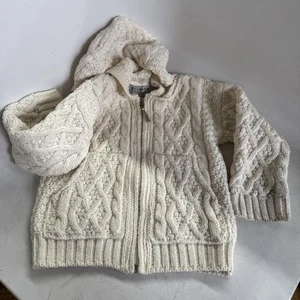 Vintage Blarney Woollen Mills Cream Knit Button Up Kids Sweater Size 3-4  - Picture 1 of 5