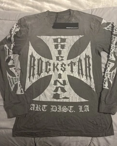 New Rockstar Original Distressed Chopper Style Long Sleeve T-Shirt Size Small - Picture 1 of 6