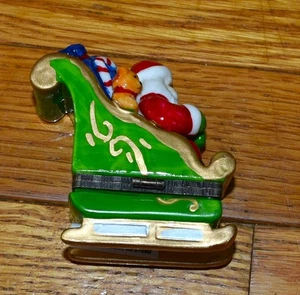 Vintage Weihnachtsmann im Schlitten Schmuckkästchen Weihnachten - Bild 1 von 4