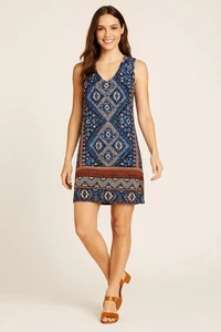 Karen Kane Painted Canyon Yucatan Print Dress Boho Sleeveless Shift Small NWT - Picture 1 of 13