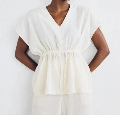 Новый с Ярлыками Talbots женщин белый 100% ирландский льняной верхний размер 8 - Изображение 1 из 4