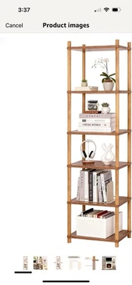 Bookshelf, 6-Tier High Vertical Book Shelf with Large Capacity, DIY Stackable... - Image 1 of 3
