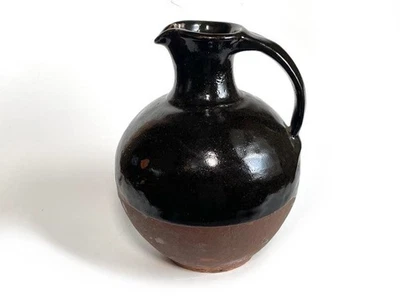 Shoji Hamada Black Glaze Mizusashi Pitcher Mashiko Ware Japanese Folk Art 24cm - Image 1 of 4