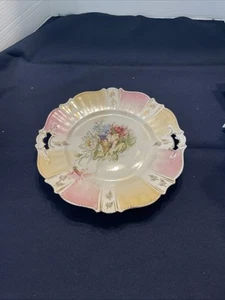 Antico piatto Germania bordo a rilievo floreale 9 1/2" piatto - Foto 1 di 6