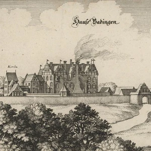 Castillo Merian Badingen casa festiva Zehdecick Brandeburgo grabado en cobre alrededor de 1650 - Imagen 1 de 4