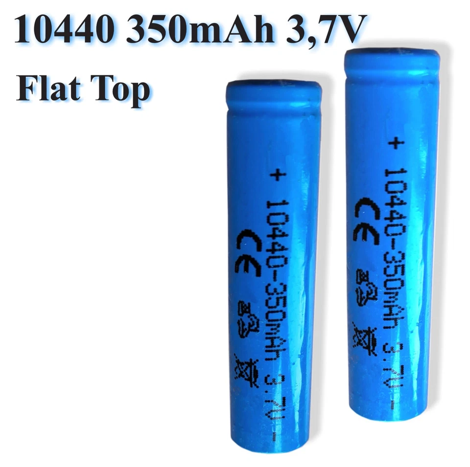 SUNRISING 2x IMR 10440 350mah 3,7 V Li-Ion Ersatz Akku wie AAA Wiederaufladbar Flat Top