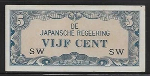 Neth. Indies Japanese Invasion Money 5 Cents 1940's SW Block - Picture 1 of 1
