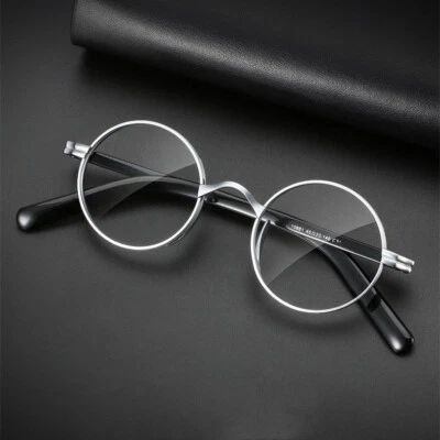 Armação de óculos retrô redonda pura titânio feminino masculino óculos vintage EUA - Imagem 1 de 4