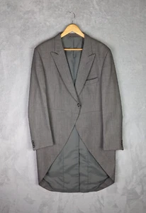 Vintage Moss Bros Covent Garden Grey 100% New Wool Jacket Coat 46R / L/XL - Picture 1 of 8