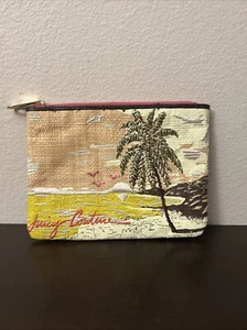 Juicy Couture 3D Raffia Palm Tree Pouch in Natural Island Design Fuchsia Lining - Picture 1 of 12