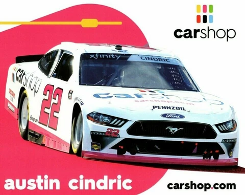 2021 AUSTIN CINDRIC “CAR SHOP” #22 NASCAR XFINITY SERIES POSTCARD Cover
