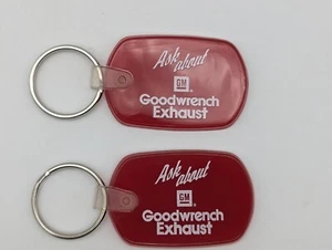 Vintage Keyrings "Ask About GM Goodwrench Exhaust" Lot Of 2 Red Keyrings - Picture 1 of 2