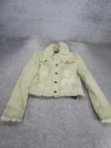 Vintage y2k Bebe Jacket Womens Small Split Pig Leather Ivory - Picture 1 of 7