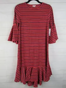 Lularoe Women's Maurine Dress Pink & Blue Striped Size Small NWT - Picture 1 of 6