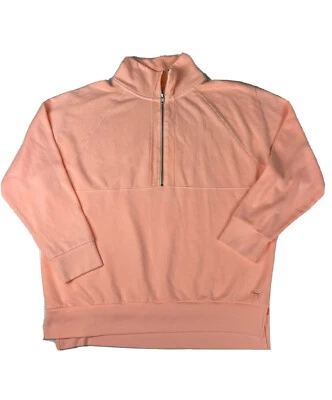 Victorias Secret 粉红色女式 L 码 1/4 拉链运动衫套衫桃色 50 美元 — 第 1/4 张图片