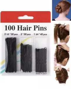 100 Bun Pins Pack Ladies Bob Kirby Hair Grips Fashion Styling Wavey Slides - Picture 1 of 3