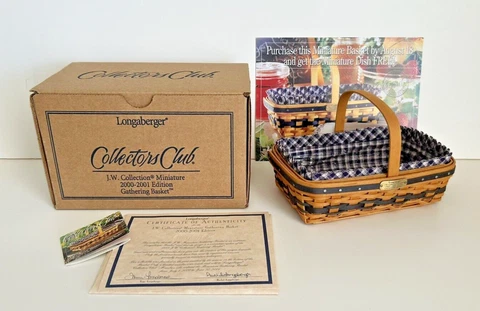 Longaberger JW Collection Miniature 2000-2001 Gathering Basket Combo Cover