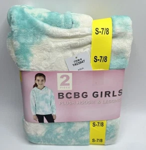 Girls Size S(7/8) BCBG 2-Piece Plush Hoodie & Legging Set Outfit Aqua Black - Picture 1 of 5