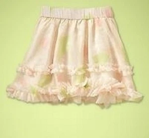 NWT Girls Small 6-7 GAP KIDS “GARDEN PARTY” Chiffon twirly Ruffles SKIRT Cream - Picture 1 of 2