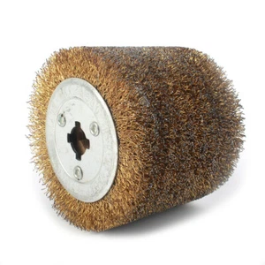 4" Copper Coated Steel Wire Drawing Polishing Wheel Removal Rust For Polisher - Foto 1 di 4