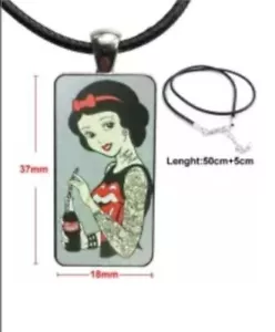 Tätowierte Punk Prinzessin Schneewittchen Glas Cabochon Anhänger Halskette Gothic - Bild 1 von 4
