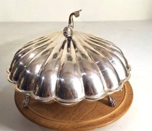 Vintage Eton Dolphin Handle Clam Shell Silver Plated Electrified Bun Warmer - Imagen 1 de 10