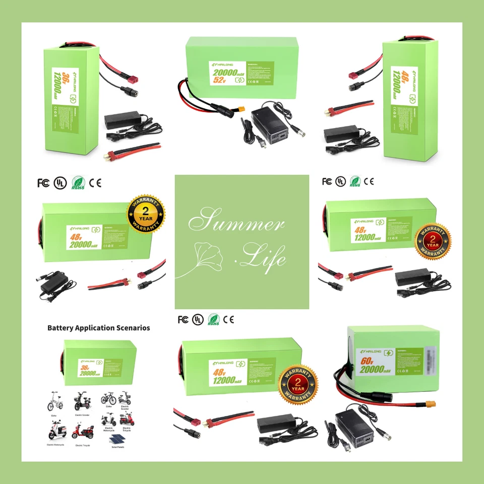 Battery 24V 36V 48V 52V 60V Electric bike li-ion Battery For 200W-1000W EBike - Image 1 of 4