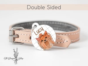 Personalisierte Haustier-ID-Marke Yorkshire Terrier niedliche Hundemarken Schlüsselanhänger doppelseitig - Bild 1 von 4