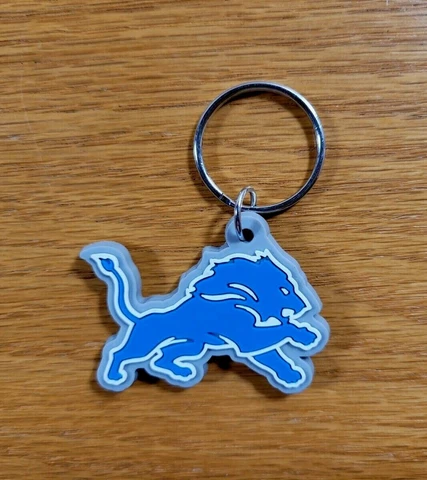 DETROIT LIONS Keychain Soft PVC Rubber Team Logo NFL Football Key Ring Key Chain Cover