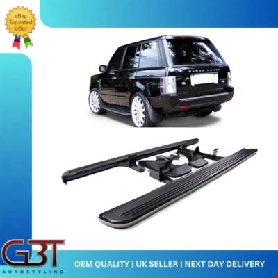 FITS RANGE ROVER VOGUE L322 02-13 BLACK SILVER OE STYLE SIDE STEP RUNNING BOARDS - Image 1 of 4