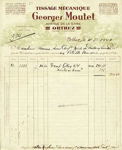 Dépt 64 - Orthez - Superbe Facture Tissage Mécanique Georges MOUTET de 1940 - Photo 1/1