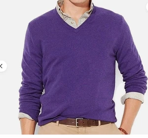 Calvin Klein Men's XL Extra Fine Merino Wool Blend V-Neck Purple Sweater NWOT - Picture 1 of 12