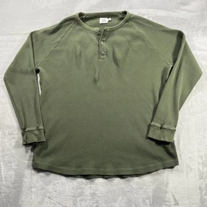 Flint And Tinder Waffle Knit Henley Thermal Long Sleeve Shirt Mens XXL Green USA - Picture 1 of 9