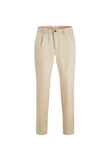 Pantalones Jack & Jones Para Hombre, En Lino, Color Beige. - Imagen 1 de 4
