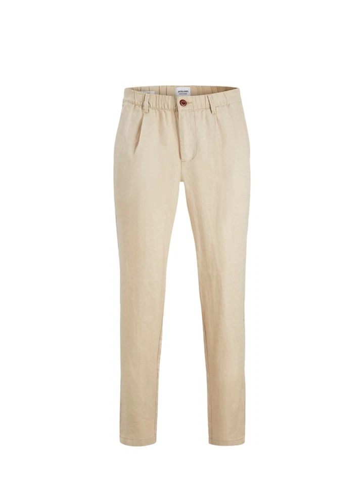 Pantalones Jack & Jones Para Hombre, En Lino, Color Beige. - Imagen 1 de 1