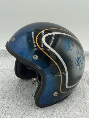 Capacete de snowmobile Polaris década de 1970 The Midnight Blue Express floco de metal para motocicleta - Imagem 1 de 4