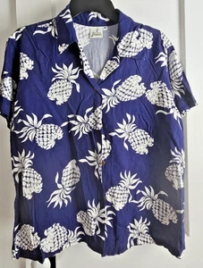 Vintage pineapple JUICE Made in Hawaii buttoned shirt pineapples woman Sz M - Picture 1 of 5