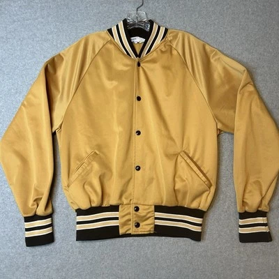 Chaqueta de calentamiento vintage Bike By Southern Athletics dorada con rayas marrones para hombre M Foto 1 de 4
