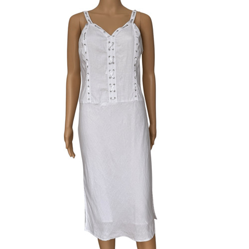 VALENTINO Abito midi senza maniche scollo a V in lino irlandese Nikki Valentine foderato taglia 4