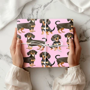 Dachshund Pattern Wrapping Paper A1 A2 Sheets Birthday Gift Wrap Sausage Dog W67 - Picture 1 of 48