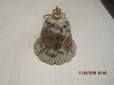 Vintage Cloisonne Enamel Floral Rose Pattern Bell Gold Scalloped Edges