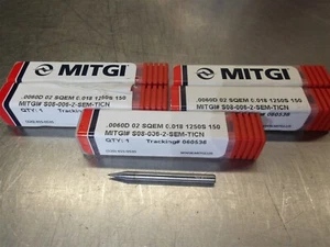 5 NEW! MITGI .0060" Square Micro Endmill 2 Flute S08-006-2-SEM TiCN - Picture 1 of 3