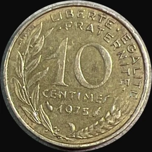 1975 XF French  10 Centimes 1962-2001 Copper-aluminium-nickel 3g KM#929 C460 - Picture 1 of 2