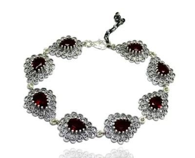 Handmade Filigree Bracelet Jewelry Made of 925 Sterling Silver, Telkari Bracelet - Image 1 of 2