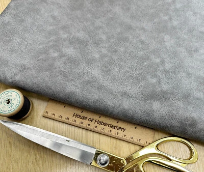FABRIC REMNANT - Faux Leather Slate Grey Nevada Fabric - 85cm - Image 1 of 3