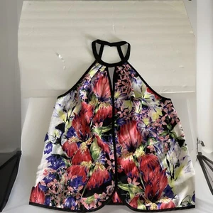 Akira chicago red label Floral Wearable Art Halter strappy small tank - Picture 1 of 6