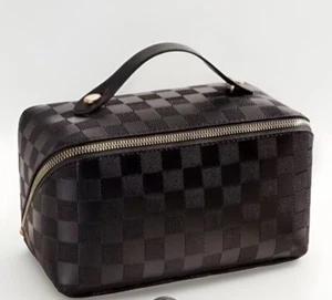 Black  Makeup Bag, Travel Makeup Tote Safe Zip, Cute Travel Toiletry Bag Unisex - Picture 1 of 8